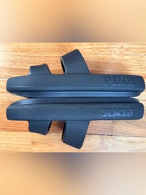 PINK Victoria's Secret Black Double-Strap Slide Sandals